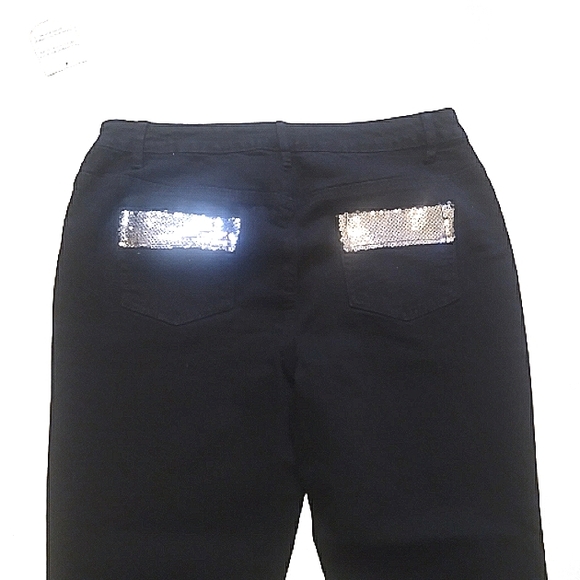 Nwt! Twiggy London Black Jeans with Sequined Pockets, Size 10 - Picture 6 of 14